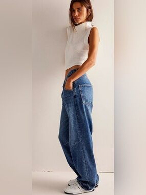 We The Free Wide-Leg High-Rise Blue Jeans
